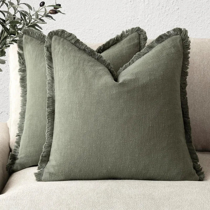 Decoratieve Katoen Linnen Kussenslopen Luxe Woonaccessoire Set van 2
