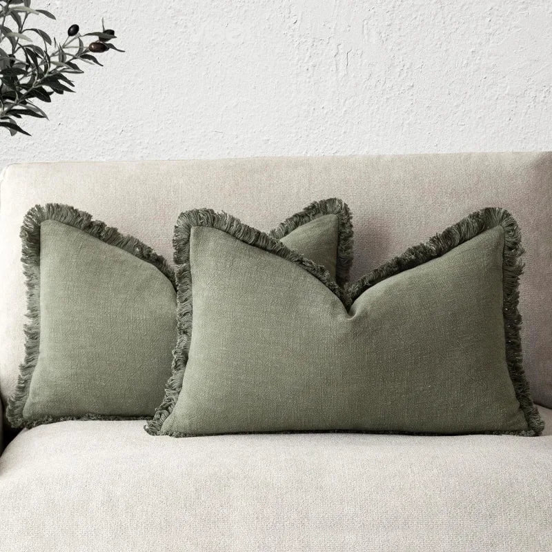 Decoratieve Katoen Linnen Kussenslopen Luxe Woonaccessoire Set van 2