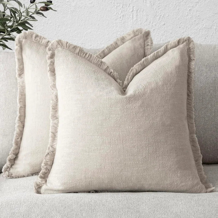 Decoratieve Katoen Linnen Kussenslopen Luxe Woonaccessoire Set van 2