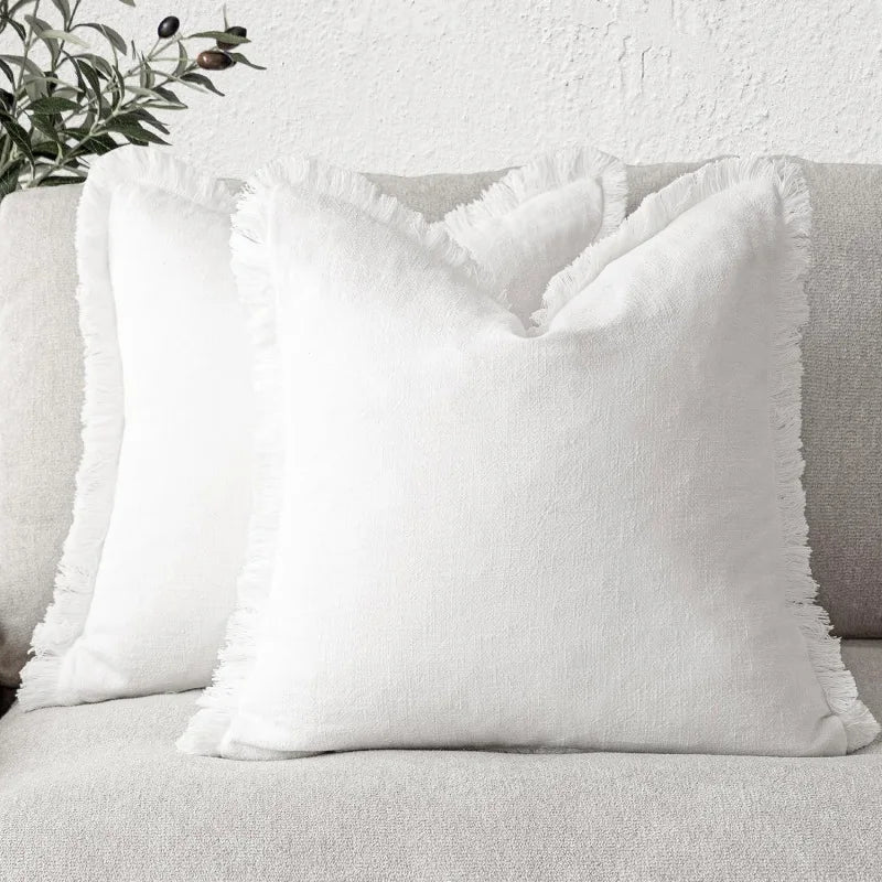 Decoratieve Katoen Linnen Kussenslopen Luxe Woonaccessoire Set van 2