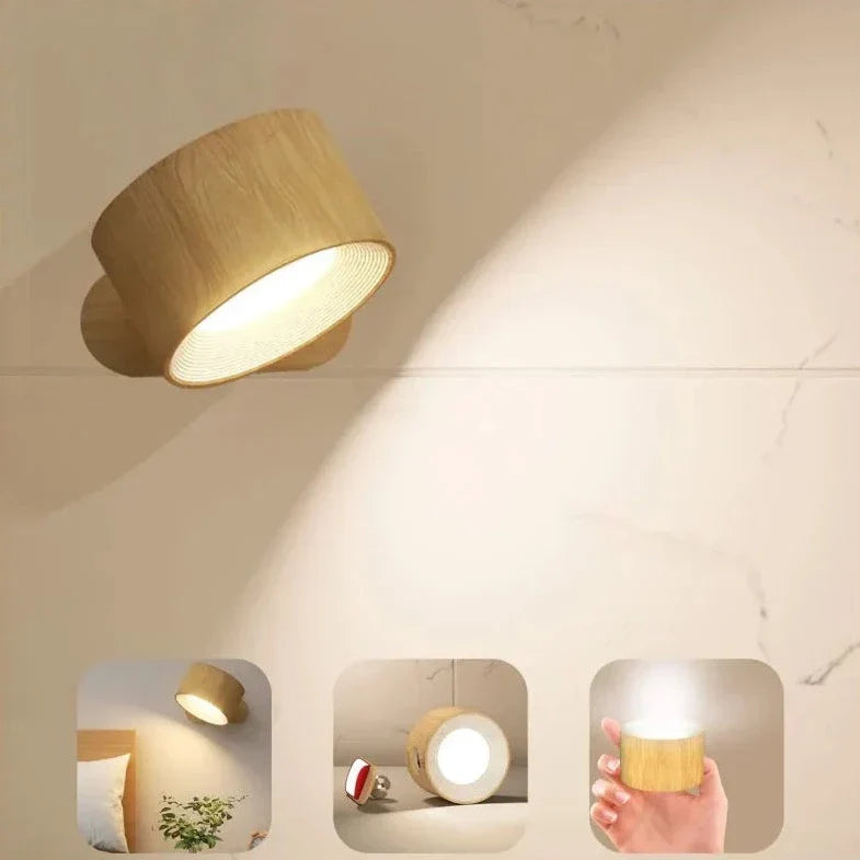 Multifunctionele Draadloze Wandlamp Oplaadbaar & Dimbaar met 360° Rotatie