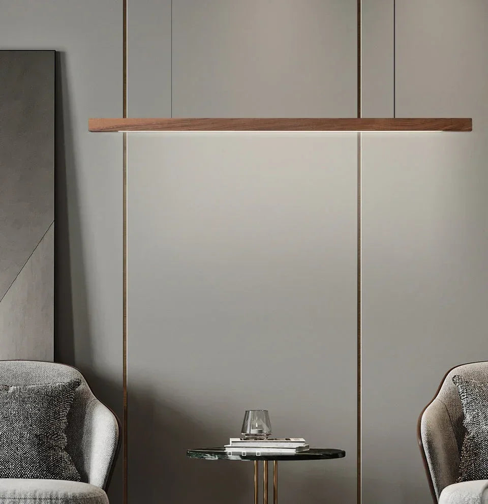 Hanglamp Hout LED Lineair Dimbaar 80cm 120cm 150cm Eettafel Keuken Woonkamer | Sansoti