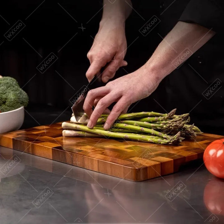 Thicken Acacia Wooden Cutting Board Kitchen Double-sided Splicing Checkerboard Solid Wood Non-slip for Cut Vegetable Fruit Board