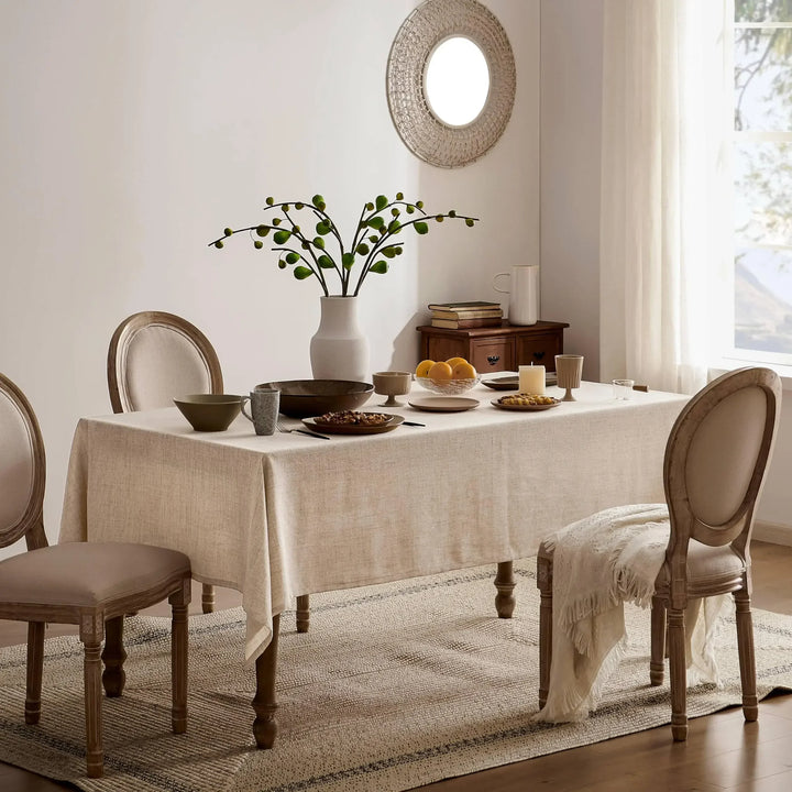 Boho Linen Tablecloth for Rectangle Tables, Washable French Table Cover for Party, Indoor, Outdoor Kitchen Dining Table