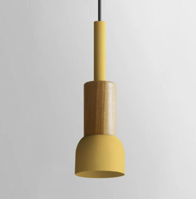 Scandinavische Houten Hanglamp met Kleurrijk Design