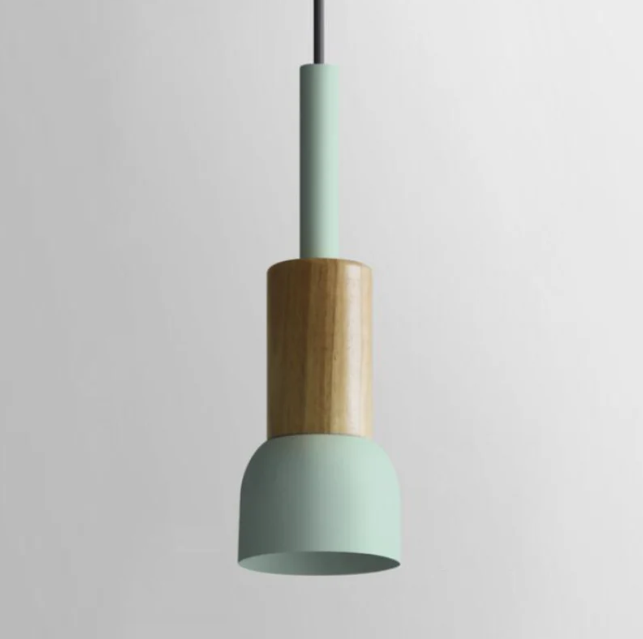Scandinavische Houten Hanglamp met Kleurrijk Design