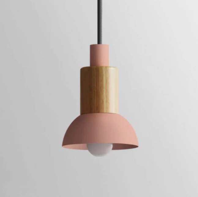 Scandinavische Houten Hanglamp met Kleurrijk Design