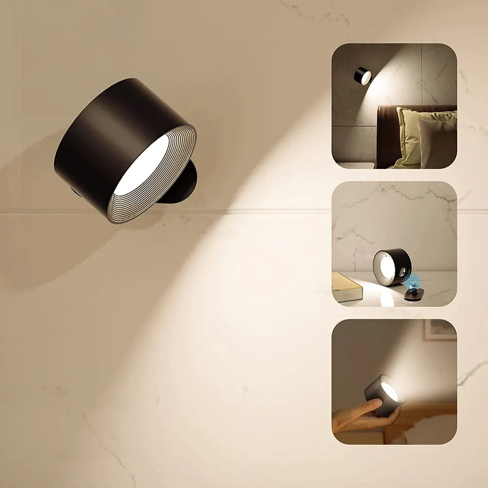Multifunctionele Draadloze Wandlamp Oplaadbaar & Dimbaar met 360° Rotatie