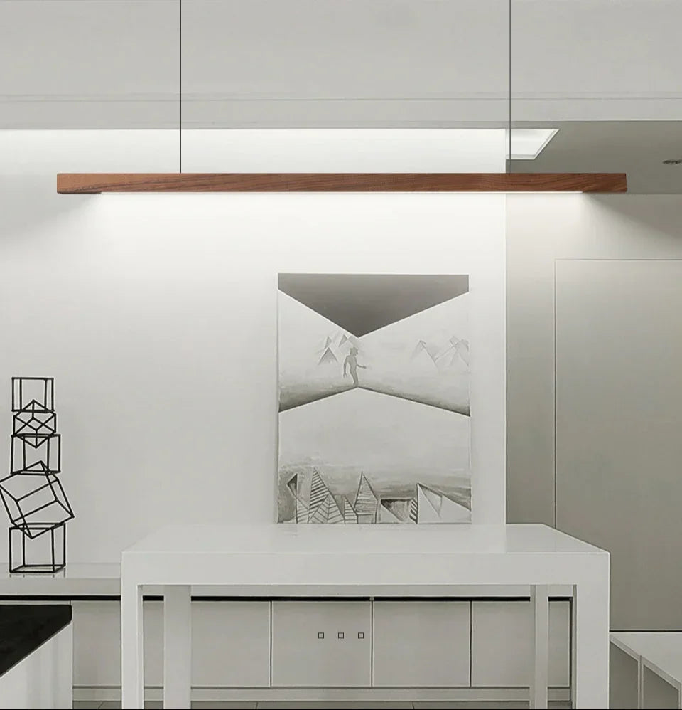 Hanglamp Hout LED Lineair Dimbaar 80cm 120cm 150cm Eettafel Keuken Woonkamer | Sansoti