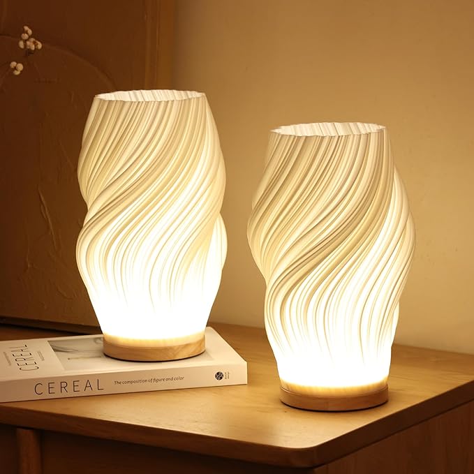 Warme LED Tafellamp met Dimbare Functie & Elegant Golfdesign