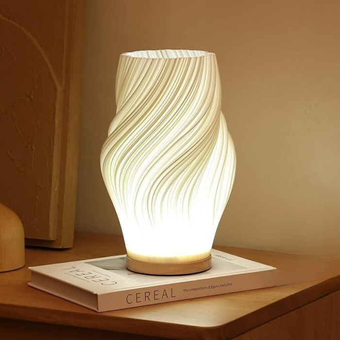 Warme LED Tafellamp met Dimbare Functie & Elegant Golfdesign