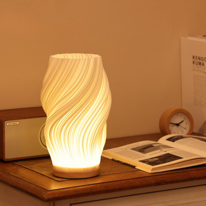Warme LED Tafellamp met Dimbare Functie & Elegant Golfdesign
