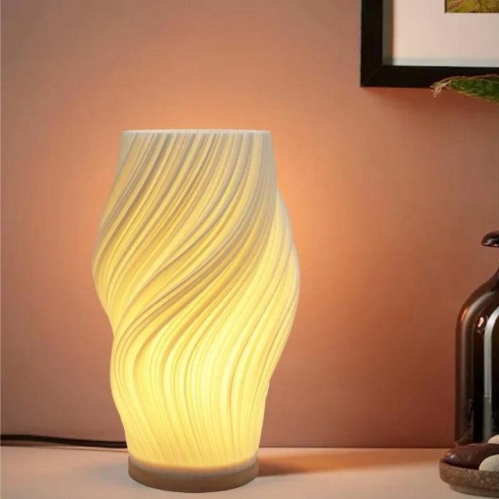 Warme LED Tafellamp met Dimbare Functie & Elegant Golfdesign