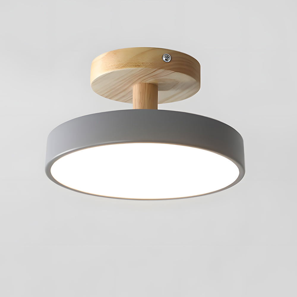 Scandinavische Plafondlamp met Houten Basis & Zacht Pastel Design
