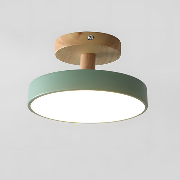 Scandinavische Plafondlamp met Houten Basis & Zacht Pastel Design