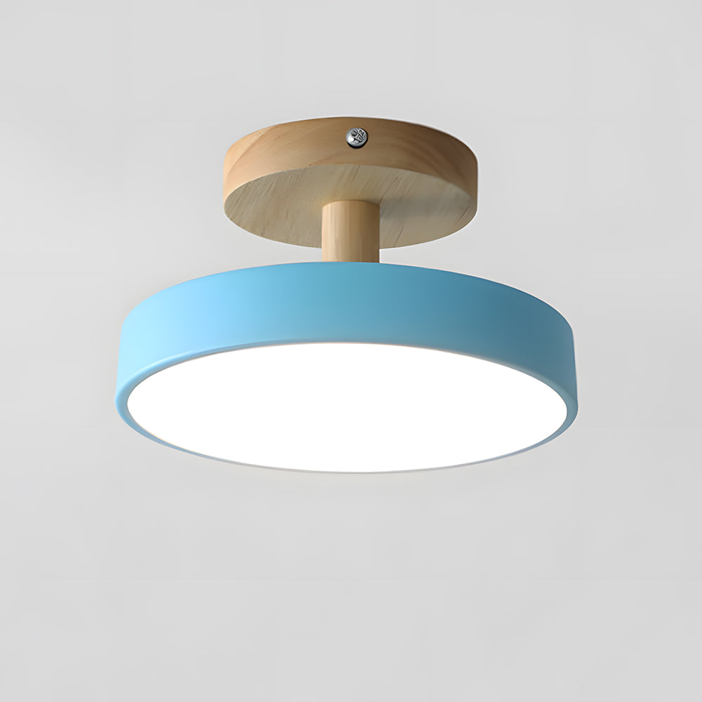 Scandinavische Plafondlamp met Houten Basis & Zacht Pastel Design