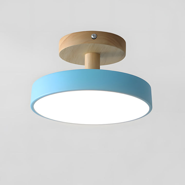 Scandinavische Plafondlamp met Houten Basis & Zacht Pastel Design