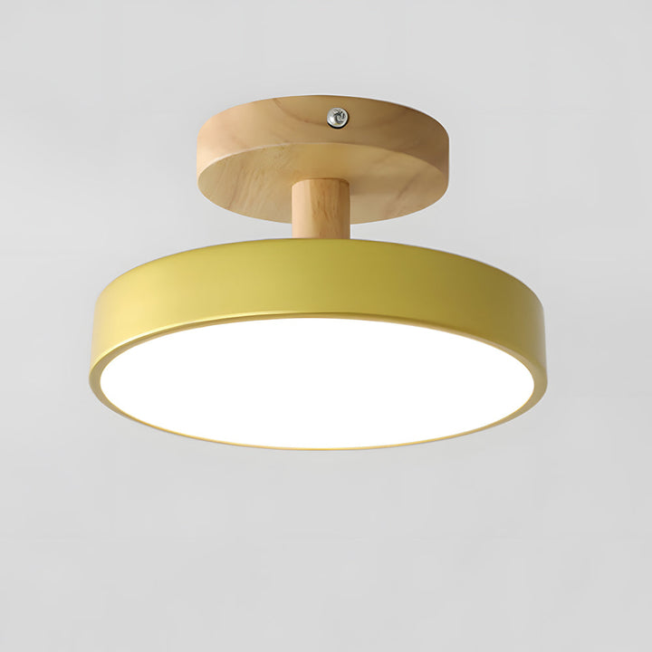 Scandinavische Plafondlamp met Houten Basis & Zacht Pastel Design
