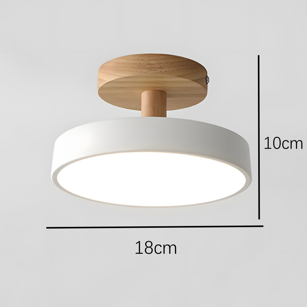 Scandinavische Plafondlamp met Houten Basis & Zacht Pastel Design