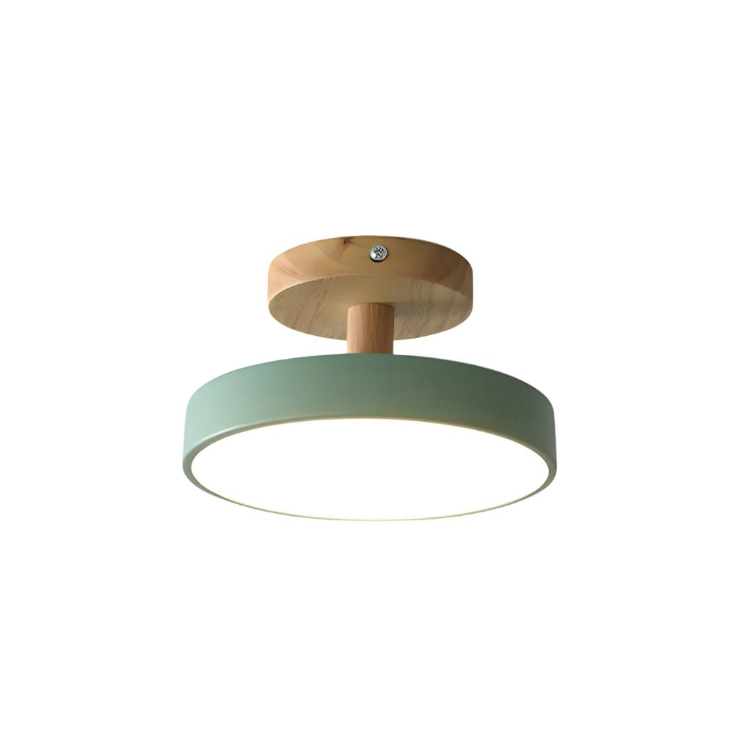 Scandinavische Plafondlamp met Houten Basis & Zacht Pastel Design