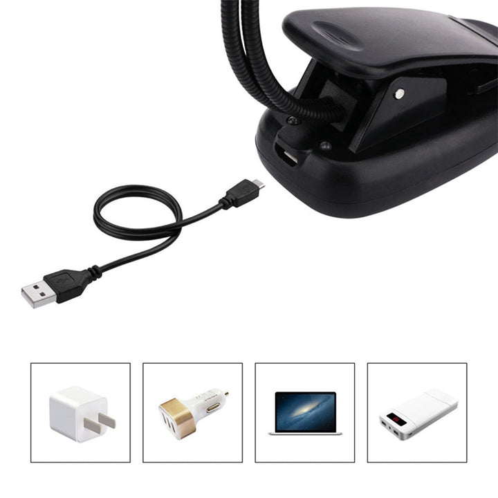 USB oplaadbare LED leeslamp met klemlamp en dimfuncties