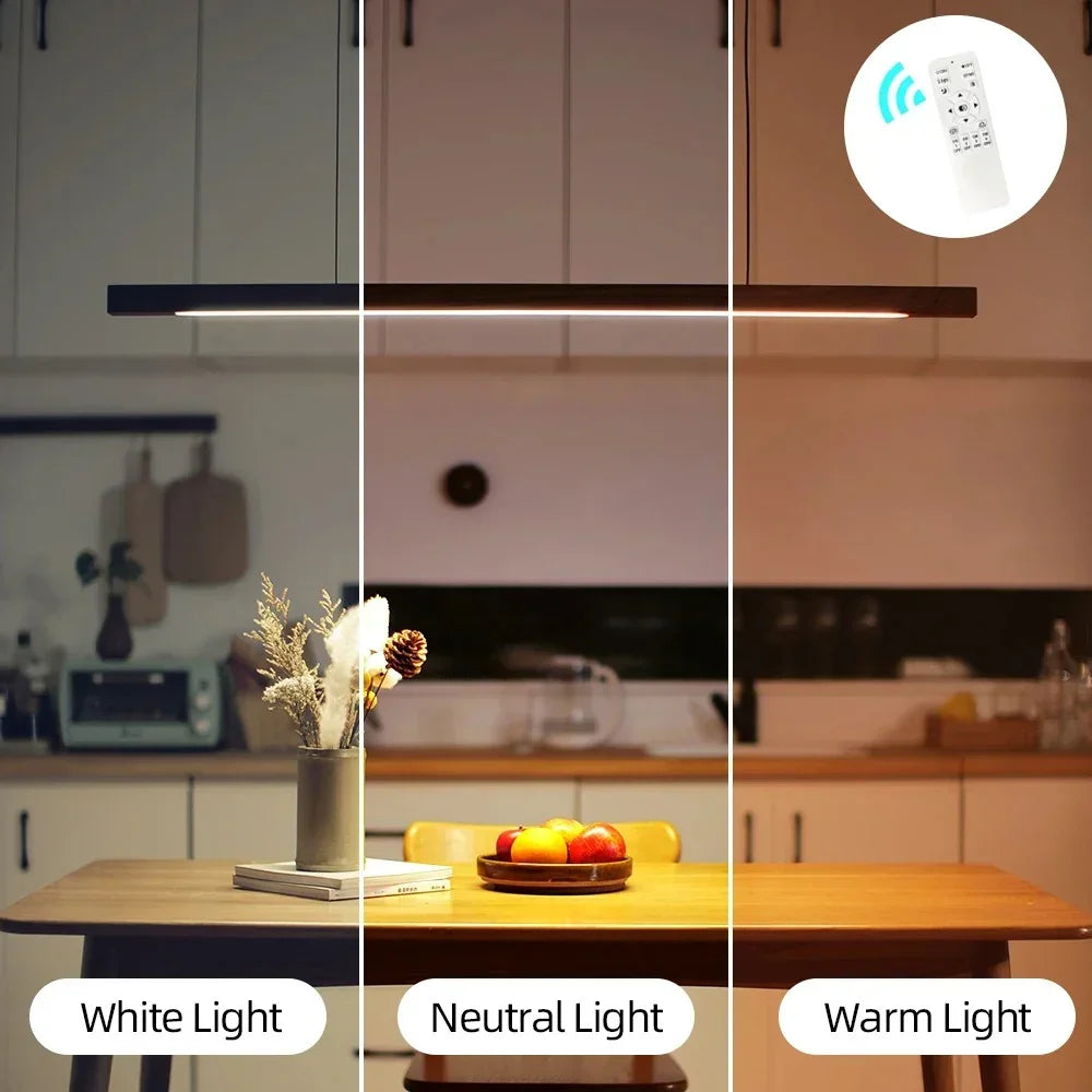 Hanglamp Hout LED Lineair Dimbaar 80cm 120cm 150cm Eettafel Keuken Woonkamer | Sansoti