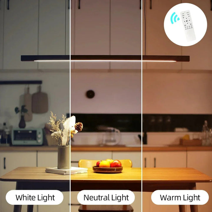Hanglamp Hout LED Lineair Dimbaar 80cm 120cm 150cm Eettafel Keuken Woonkamer | Sansoti