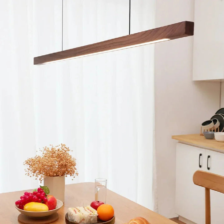 Hanglamp Hout LED Lineair Dimbaar 80cm 120cm 150cm Eettafel Keuken Woonkamer | Sansoti
