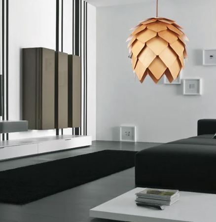 Eikenhouten Hanglamp met Verstelbare Kabel en Natuurlijk Design