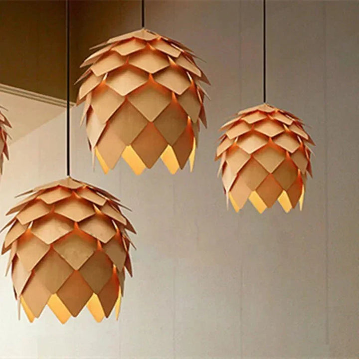 Eikenhouten Hanglamp met Verstelbare Kabel en Natuurlijk Design