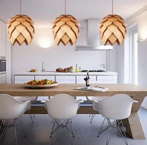 Eikenhouten Hanglamp met Verstelbare Kabel en Natuurlijk Design
