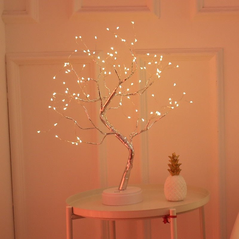 Decoratieve Boomvorm LED Tafellamp met Draadloze Bediening en USB-Voeding – Sfeerverlichting voor Woonkamer en Slaapkamer | Sansoti