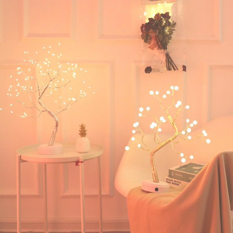 Decoratieve Boomvorm LED Tafellamp met Draadloze Bediening en USB-Voeding – Sfeerverlichting voor Woonkamer en Slaapkamer | Sansoti
