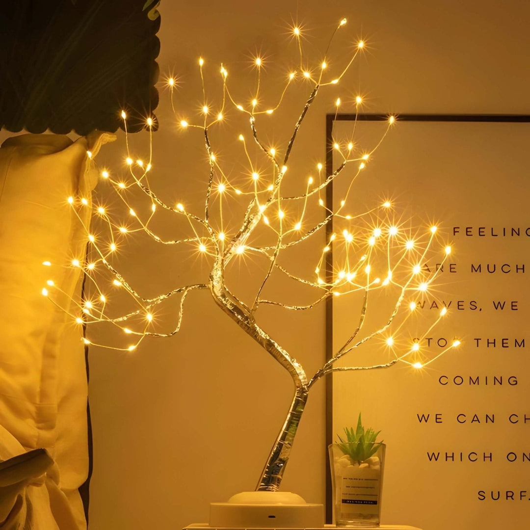 Decoratieve Boomvorm LED Tafellamp met Draadloze Bediening en USB-Voeding – Sfeerverlichting voor Woonkamer en Slaapkamer | Sansoti
