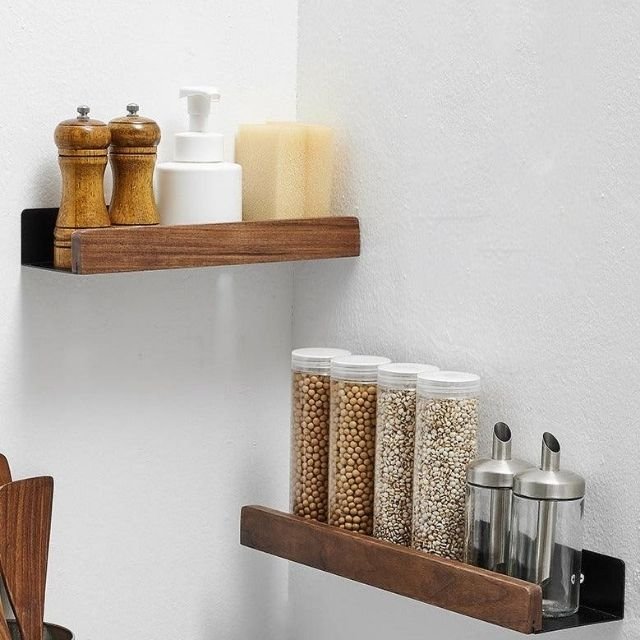 Massief Houten Wandplank – Zelfklevend, Vochtbestendig & Perfect voor Badkamer